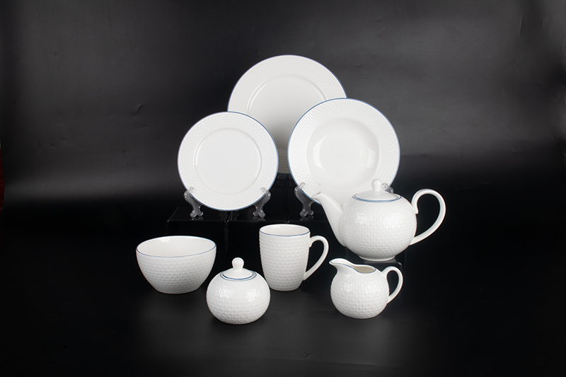RAH-BD010  New Bone China Rice series with Blue edge Porcelain Dinnerware Set 